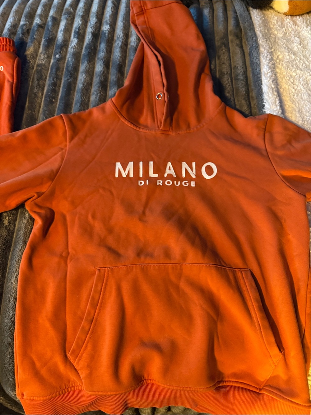 Milano Di Rouge Orange Pullover Hoodie and Joggers with White Logo